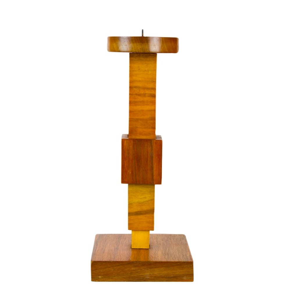 Kubistischer Holzleuchter im avantgardistischen Design, 1920er Jahre